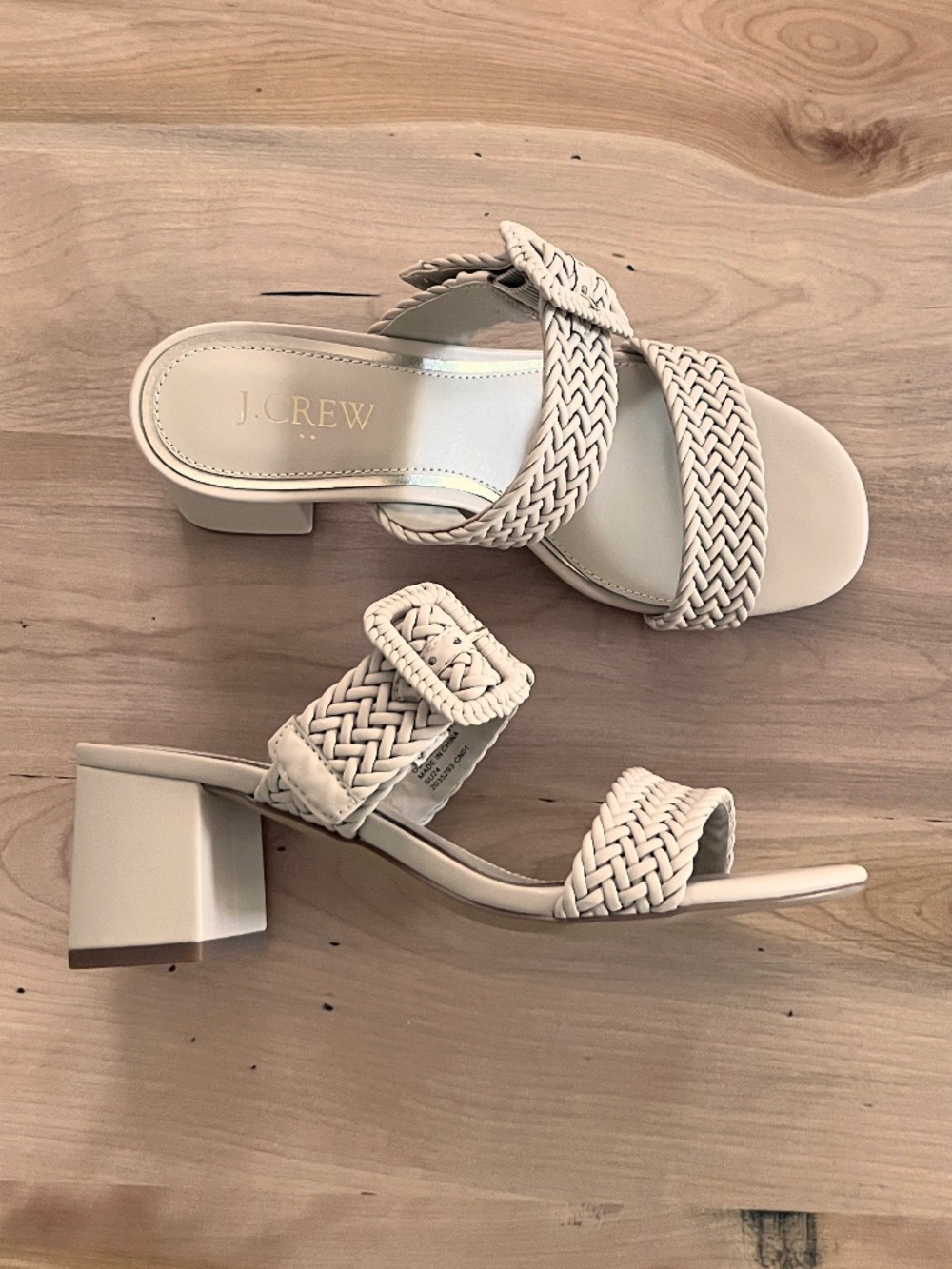 J.Crew Tan Braided Faux Leather Mule Sandal with Buckle‎ Detail Size 6 NEW